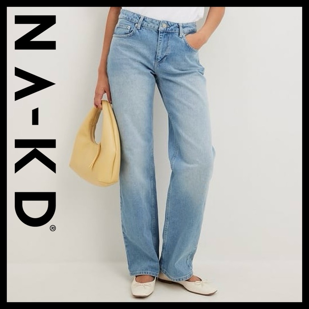 NA-KD Denim Women's Straight Mid Waist Jeans Size EU 38 (US 8) NEW with Tags